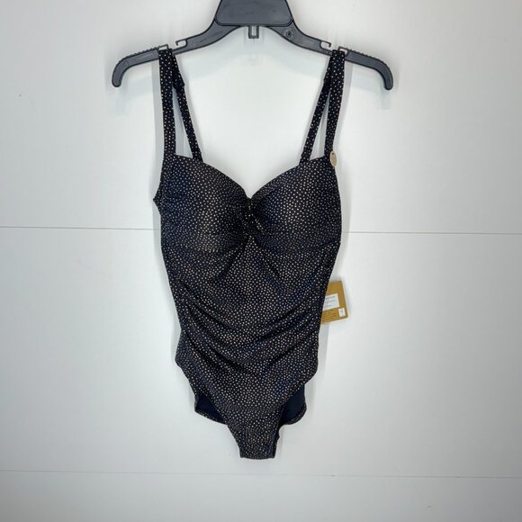 NWT Nip Tuck  Black with Gold Dot Joanne One Piece Swimsuit - Picture 1 of 7